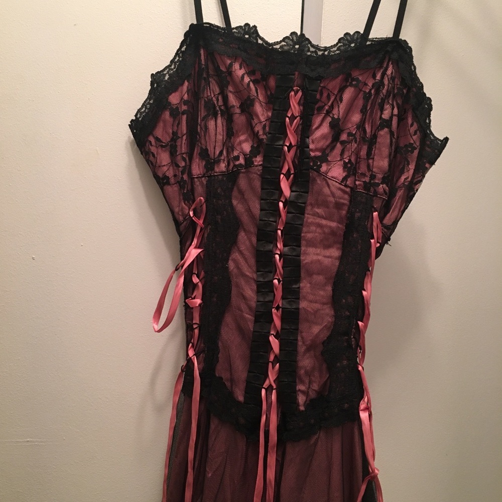 Lip Service Pink and Black Corset Dress Emo